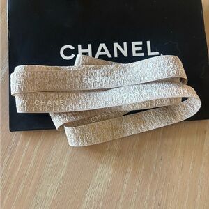 Authentic Chanel white/gold Ribbon. Good for DIY projects.